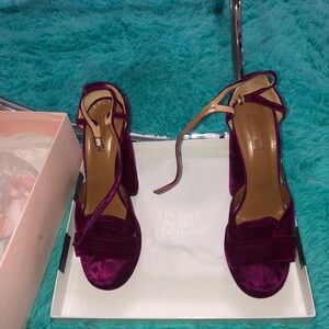 Aquazzura Burgundy Velvet Heels